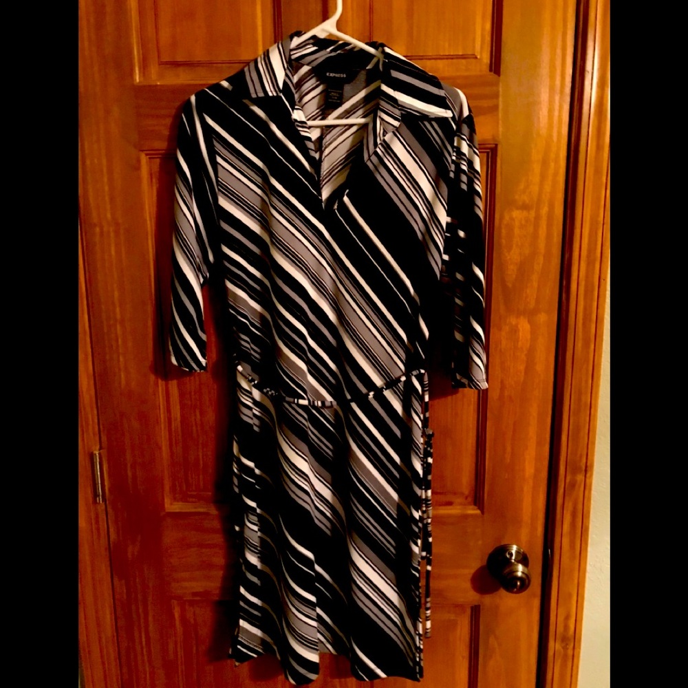Express black/white/gray dress 70’s party
